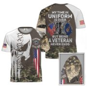 Premium My Time In Uniform Is Over But Being A Veteran Never Ends US Veterans T-Shirt APHN300701 - Image 31