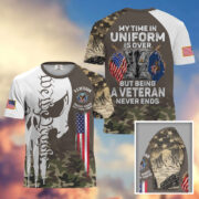 Premium My Time In Uniform Is Over But Being A Veteran Never Ends US Veterans T-Shirt APHN300701 - Image 31