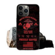 USMC Phone Case, Custom Name, Rank, Gifts For Dad, For Husband, Gifts For Marine Veteran VPVC500403