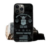 USAF Phone Case, Custom Name, Rank, Gifts For Dad, For Husband, Gifts For Air Force Veteran VPVC500404