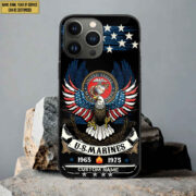 Premium Custom Name, Rank USMC Veteran Phone Case, Gifts For Marine Veteran, Gifts For Dad, For Husband VPVC500503