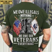 Premium We Owe illegals Nothing We Owe Our veterans Everything Custom Name, Rank US Veterans T-Shirt APHN300702 - Image 2
