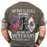 Premium We Owe illegals Nothing We Owe Our veterans Everything Custom Name, Rank US Veterans T-Shirt APHN300702 - Image 3