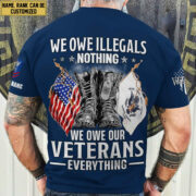 Premium We Owe illegals Nothing We Owe Our veterans Everything Custom Name, Rank US Veterans T-Shirt APHN300702 - Image 9