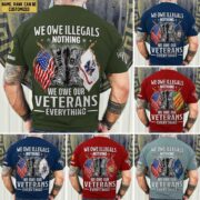 Premium We Owe illegals Nothing We Owe Our veterans Everything Custom Name, Rank US Veterans T-Shirt APHN300702