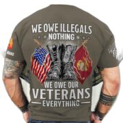 Premium We Owe illegals Nothing We Owe Our veterans Everything Custom Name, Rank US Veterans T-Shirt APHN300702 - Image 6