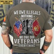 Premium We Owe illegals Nothing We Owe Our veterans Everything Custom Name, Rank US Veterans T-Shirt APHN300702 - Image 6
