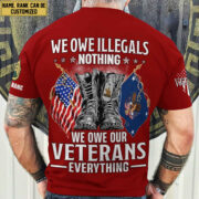 Premium We Owe illegals Nothing We Owe Our veterans Everything Custom Name, Rank US Veterans T-Shirt APHN300702 - Image 11