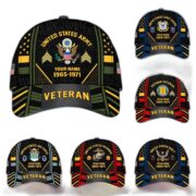 Premium Custom Name, Rank, Years Of Service US Veterans Cap BPVC060801