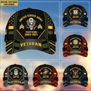 Premium Custom Name, Rank, Years Of Service US Veterans Cap BPVC060801