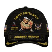 Premium Custom Name, Rank, Year US Navy Veteran Cap, Gifts for Navy Veteran, Gifts for Dad, for Husband VPVC003502