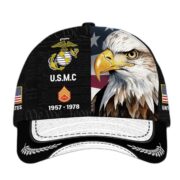Premium Custom Rank, Year USMC Veteran Cap, Gifts for Marine Veteran VPVC003603