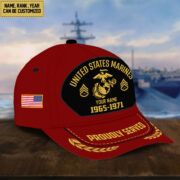 Premium USMC Veteran Cap, Custom Name Rank, Year, Gifts for Marine Veteran VPVC003703 - Image 2