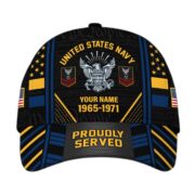 Premium US Navy Veteran Custom Cap, Gifts for Navy Veteran, Gifts for Dad, Gifts for Husband VPVC004702