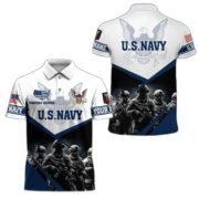 Premium US Navy Polo Shirt, Custom Name, Rank Gift For Navy Veteran VPVC204502 - Image 3