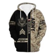 Premium US Army Zip Hoodie VPVC600001, Custom Name, Rank, Year, Gifts For Army Veteran, Gifts For Veterans Day - Image 2