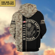 Premium US Army Zip Hoodie VPVC600001, Custom Name, Rank, Year, Gifts For Army Veteran, Gifts For Veterans Day - Image 3