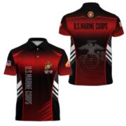 USMC Polo Shirt, Gift for Grandpa Dad Husband, Gift for Marine Veteran VPVC200903 - Image 3