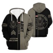 Premium US Army Zip Hoodie VPVC600301, Custom Name, Rank, Year Gifts For Army Veteran, Gifts For Veterans Day