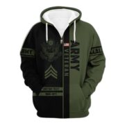 Premium US Army Zip Hoodie VPVC600301, Custom Name, Rank, Year Gifts For Army Veteran, Gifts For Veterans Day - Image 5