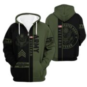 Premium US Army Zip Hoodie VPVC600301, Custom Name, Rank, Year Gifts For Army Veteran, Gifts For Veterans Day - Image 4