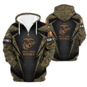 USMC Zip Hoodie VPVC602203, Custom Rank, Name, Gifts For Marine Veteran