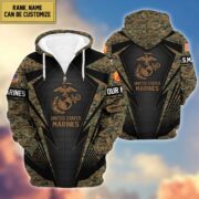 USMC Zip Hoodie VPVC602203, Custom Rank, Name, Gifts For Marine Veteran