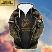 USMC Zip Hoodie VPVC602203, Custom Rank, Name, Gifts For Marine Veteran - Image 3
