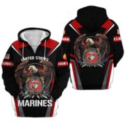 Premium USMC Zip Hoodie VPVC601703, Custom Name, Rank, Gifts For Marine Veteran - Image 3