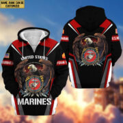 Premium USMC Zip Hoodie VPVC601703, Custom Name, Rank, Gifts For Marine Veteran - Image 3