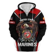 Premium USMC Zip Hoodie VPVC601703, Custom Name, Rank, Gifts For Marine Veteran
