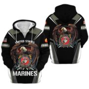 Premium USMC Zip Hoodie VPVC601703, Custom Name, Rank, Gifts For Marine Veteran - Image 6