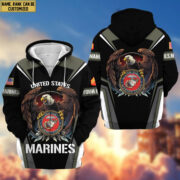 Premium USMC Zip Hoodie VPVC601703, Custom Name, Rank, Gifts For Marine Veteran - Image 6