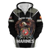 Premium USMC Zip Hoodie VPVC601703, Custom Name, Rank, Gifts For Marine Veteran - Image 4