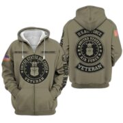 Premium Custom USAF Zip Hoodie VPVC601904, Gifts For Air Force Veteran, Gifts For Veterans Day