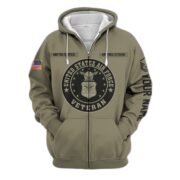 Premium Custom USAF Zip Hoodie VPVC601904, Gifts For Air Force Veteran, Gifts For Veterans Day - Image 2