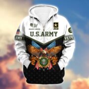 Premium US Veterans Zip Hoodie BPVC130902, Gifts For US Veterans, Gifts For Veterans Day - Image 2