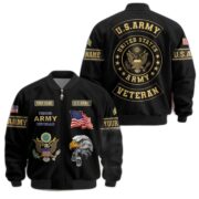 Premium US Army Veteran Bomber Jacket VPVC800701, Custom Name, Rank, Gifts For US Army Veteran