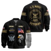 Premium US Navy Veteran Bomber Jacket VPVC800702, Custom Name, Rank, Gifts For US Navy Veteran