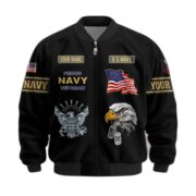 Premium US Navy Veteran Bomber Jacket VPVC800702, Custom Name, Rank, Gifts For US Navy Veteran - Image 2