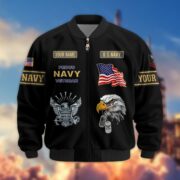 Premium US Navy Veteran Bomber Jacket VPVC800702, Custom Name, Rank, Gifts For US Navy Veteran - Image 2