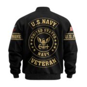 Premium US Navy Veteran Bomber Jacket VPVC800702, Custom Name, Rank, Gifts For US Navy Veteran - Image 3
