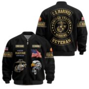 Premium USMC Veteran Bomber Jacket VPVC800703, Custom Name, Rank, Gifts For US Marines Veteran
