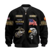 Premium USMC Veteran Bomber Jacket VPVC800703, Custom Name, Rank, Gifts For US Marines Veteran - Image 2