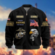 Premium USMC Veteran Bomber Jacket VPVC800703, Custom Name, Rank, Gifts For US Marines Veteran - Image 2