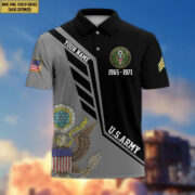 US Army Veteran Polo Shirt, Custom Name, Rank Gifts For US Army Veteran VPVC203801