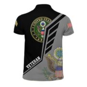 US Army Veteran Polo Shirt, Custom Name, Rank Gifts For US Army Veteran VPVC203801 - Image 2