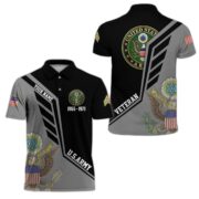 US Army Veteran Polo Shirt, Custom Name, Rank Gifts For US Army Veteran VPVC203801 - Image 3