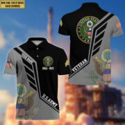 US Army Veteran Polo Shirt, Custom Name, Rank Gifts For US Army Veteran VPVC203801 - Image 3