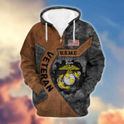 Premium USMC Veterans Zip Hoodie VPVC603903, Gifts For Marine Veteran - Image 2